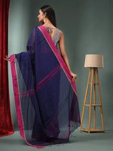 Midnight Blue Cotton Blend Handwoven Saree With Texture Designs-MA50BCT06830078