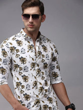 Men White Printed Casual Shirt-HITECKPRINT-1370-White