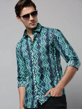 Men Green Printed Casual Shirt-RTRPRINT-4835-Green