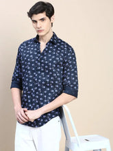 Men Navy Graphics Casual Shirt-STANLEY-1375-Navyblue