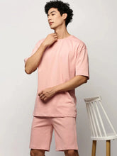 Men Peach Solid Casual Co ords-EX-699-Peach