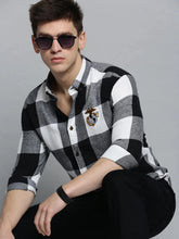 Men White Checked Casual Shirt-COLLINSCHECKS-4050-White