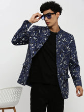 Men Navy Printed Blazer-SOBLZ-85-05-Navyblue