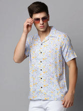 Men Blue Printed Casual Shirt-RESORTPRINT-5282-Blue