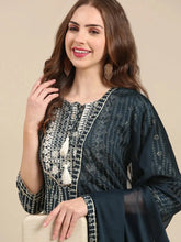 Women's Teal Printed Kurta Set-BCK-1597-Teal