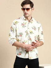Men Cream Printed Casual Shirt-GURJANPRINT-5409-Cream
