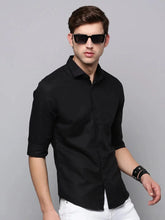 Men Black Solid Casual Shirt-JACOBLINEN-3278-Black