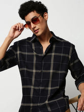 Men Navy Checked Casual Casual Shirts-TRUJETTWILL-5491-Navyblue