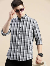 Men Grey Checked Casual Shirt-GROVER-1123-Grey