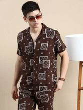 Men Brown Printed Casual Co ord Set-BLACKBERRY-1691-Brown