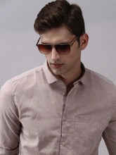 Men Beige Solid Casual Shirt-COLINLINEN-1331-Beige