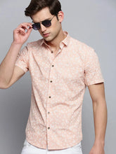 Men Peach Printed Casual Shirt-PICOPRINT-2024-Peach