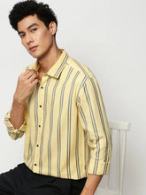 Men Yellow Striped Casual Casual Shirts-YARROWSTRIPE-5643-Yellow