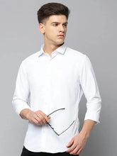 Men White Solid Casual Shirt-PARXPLAINDOBBY-3144-White