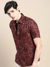 Men Rust Floral Casual Shirt-GEORGE-1627-Rust