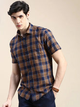 Men Navy Checked Casual Shirt-ALMACHECKS-84-Navyblue