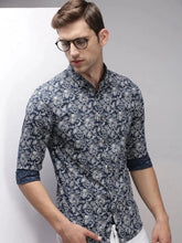 Men Blue Printed Casual Shirt-PREMIUMPRINT-1513-Navyblue