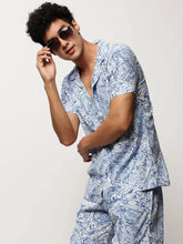 Men White Printed Casual Co ords-AM-98-16-White