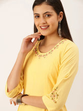 Women's Yellow Solid Straight Kurta-DF-1202-Yellow