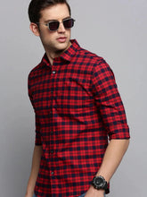 Men Red Checked Casual Shirt-BOXERCHECKS-3350-Red