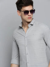 Men Grey Solid Casual Shirt-DEERASTRIPES-2074-Grey