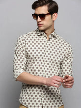 Men Cream Printed Casual Shirt-PEISKOSPRINTS-3415-Cream