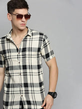 Men Beige Checked Casual Shirt-NICKCHECKSTWILL-1904-Cream