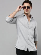 Men Grey Solid Casual Shirt-SAATVIKKNITS-4446-Grey