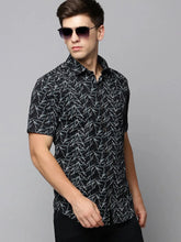 Men Black Printed Casual Shirt-AMEOPRINT-5255-Black