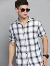Men White Checked Casual Shirt-NICKCHECKSTWILL-1903-White