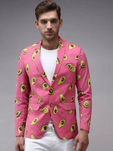 Men Pink Printed Blazer-SOBLZ-277-Pink