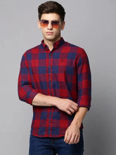Men Maroon Checked Casual Shirt-AVACHECKS-5040-Maroon