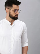 Men White Self Design Casual Shirt-SPANISHSHIRT-1021-White
