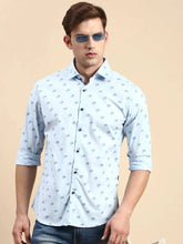 Men Blue Printed Casual Shirt-IKIGAIPRINTS-8831-Blue