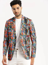Men Multi Printed Notched Lapel Blazer-SOBLZ-86-4-Multi