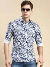Men Blue Printed Casual Shirt-MONTREAL-0797-Blue