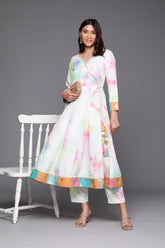Tie and Dye Crepe Kurta Palazzo Set-AHKUPN-COMBO-967