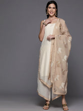 Off White Printed Chanderi Silk Kurta with Palazzos & Printed Dupatta-AHKUPZ-COMBO-814