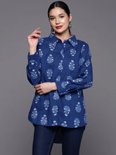 Royal Blue Floral Printed Tunic-AHTUCOKHGL-8080