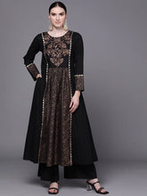 Black Floral Printed Pure Cotton Kurta with Palazzos-AHKUPZ-COMBO-550-FF
