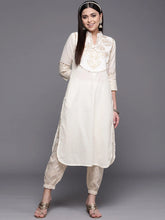 Off White Pure Cotton Printed Kurta With Trousers-AHKUPN-COMBO-502