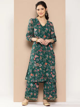 Green Floral Printed Gotta Patti Kurta with Palazzos-AHKUPZ-COMBO-661-ICH