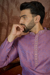 Purple Jacquard Geometric Embroidered Kurta MKU2549