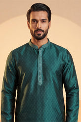 Green Silk Blend Woven Design Straight Kurta With Trouser MKSET1838