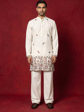 Japanese Fabric Embroidered Kurta & Korean Pants Set ( 65KP PJ11W 5596White )