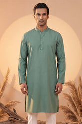 Green Silk Blend Solid Solid Kurta With Trousers MKSET2221