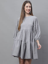 DesiQlo Peach Self Design Tiered Dress