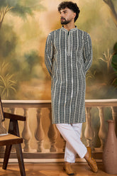 Teal Viscose Rayon Embroidered Kurta With Trousers MKSET1411