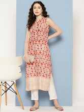 Beige & Maroon Printed Gotta Patti Kurta-AHKUVRDD-1078-DS