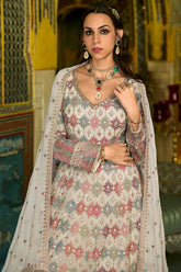 Off White Georgette Embroidered With Hand Work Gown With Dupatta VKSET1541
